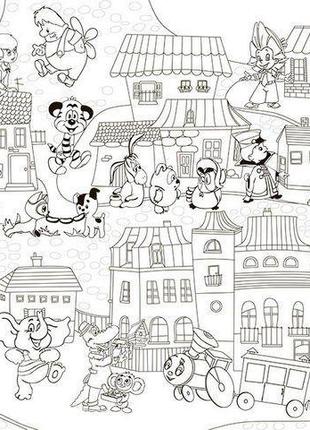 Обои-раскраски Сказочный город герои из мультфильмов 60*100 см...