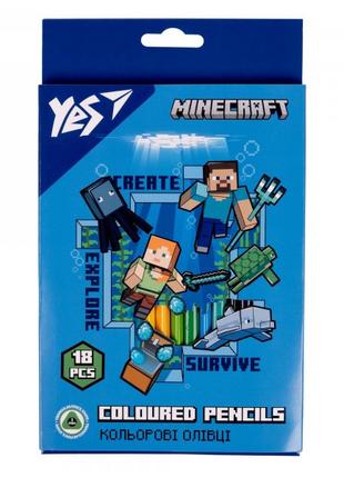Набор цветных карандашей Yes Minecraft 290715 18 цветов