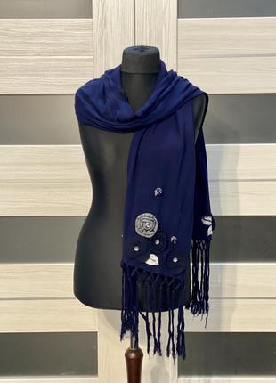 Шарфик шарф синий с декором франция
