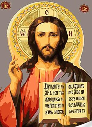 Картина за номерами Strateg ПРЕМІУМ Ікона Ісуса Христа (Спасит...
