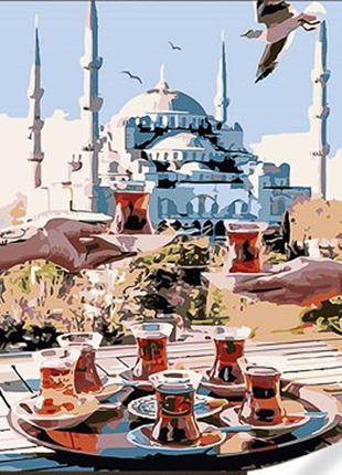 Картина за номерами Strateg ПРЕМІУМ Чай у Стамбулі з лаком та ...