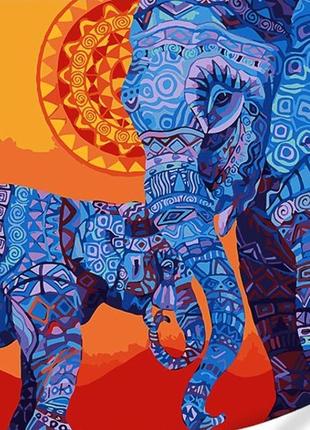 Картина за номерами Strateg ПРЕМІУМ Індійські слони з лаком та...