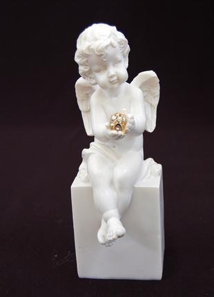 Фигурка декоративная Lefard Ангел на кубе 390-118 18 см белая