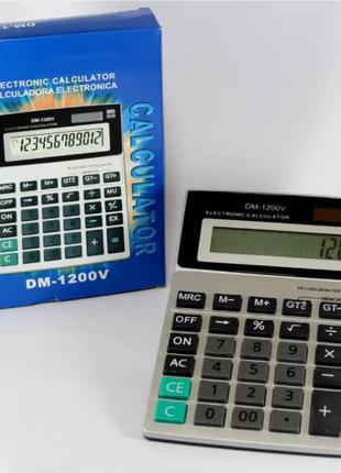 Калькулятор DM 1200V, работает от 2 батареек, компактный насто...