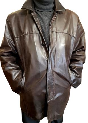 Кожаная мужская куртка Armando, кожа 100%, Пог-65 см, длинная