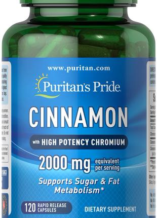Корица и хром Puritan's Pride Cinnamon Complex 2000 mg with Hi...