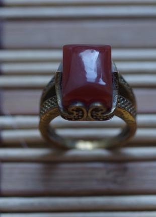 Этно кольцо с сердоликом Индия трайбл размер 17