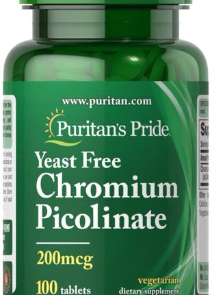 Хром Puritan's Pride Chromium Picolinate 200 mcg Yeast Free, 1...