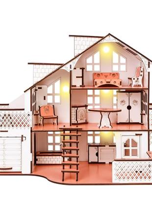 Кукольный домик GoodPlay, с гаражом и подсветкой, 57х27х35 см