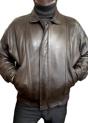 L-2XL Мужская куртка бомбер, кожа 100%, Пог-67 см, утепленная