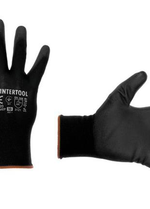 Перчатка Intertool - полиуретановая черная 10" 12 шт.