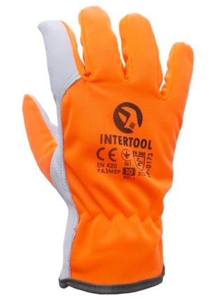 Перчатка Intertool - комбинированная козья кожа флуоресцентная...