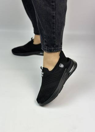 Чорні текстильні жіночі кросівки на літо