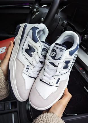 Мужские кроссовки New Balance 550 белые с синим