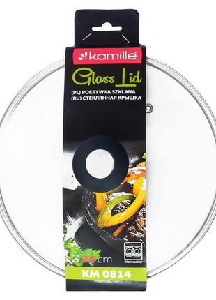 Крышка стеклянная Kamille - 160 мм черная