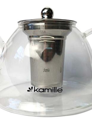 Чайник скляний вогнетривкий Kamille — 1500 мл із заварником