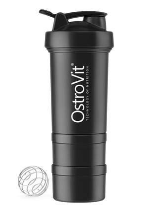 Шейкер OstroVit Smart Premium 3in1 (защелка/шарик), 450 мл, Black