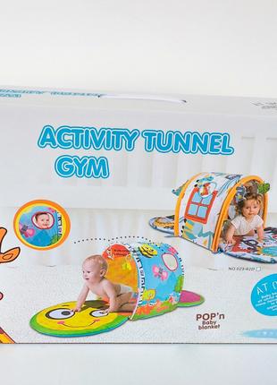 Мягкий коврик для малышей с туннелем , окошком , развивающий к...