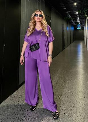 Жіночий костюм із шовку Армані колір фіолетовий р.48/52 454076