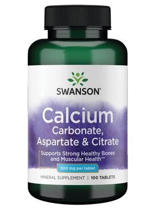 Кальцій Swanson Calcium 500 mg (Carbonate, Aspartat & Citrate)...