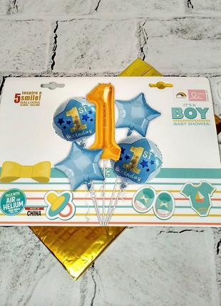 Воздушные шарики набор, первый день рождения мальчик baby boy