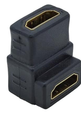 Перехідник гніздо HDMI - роз'єм HDMI, gold, кутовий (в блістері)