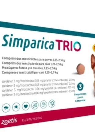 Таблетки Симпарика Трио, для собак, от блох и клещей 1.25-2.5к...