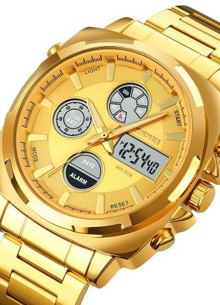 Мужские кварцевые наручные часы Skmei 1673GDGD Gold-Gold