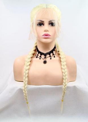 Парик ZADIRA натуральный блонд женский длинный с косичками 18+