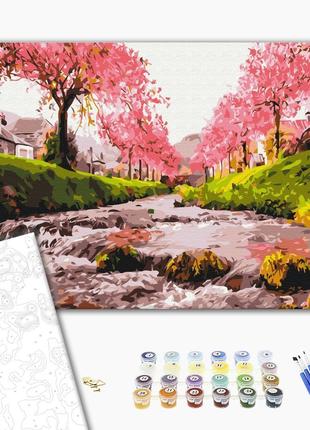 Картина по номерам "Река у сакуры", "BS25577", 40x50 см