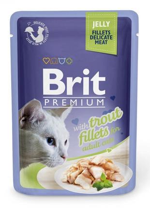 Вологий корм для котів Brit Premium Cat Pouch філе форелі в же...