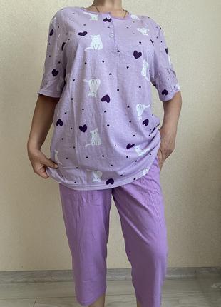 Пижама женская Батал бриджи и футболка хлопок 62р