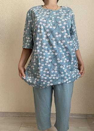 Пижама женская Батал бриджи и футболка хлопок 66р