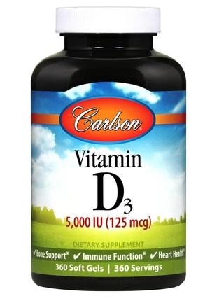 Вітаміни та мінерали Carlson Labs Vitamin D3 5000 IU, 360 капсул