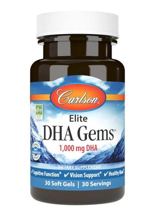 Жирні кислоти Carlson Labs Elite DHA Gems, 30 капсул