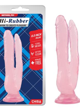 Подвійний фалоімітатор - Hi-Rubber 8" Double Dildo Pink 18+