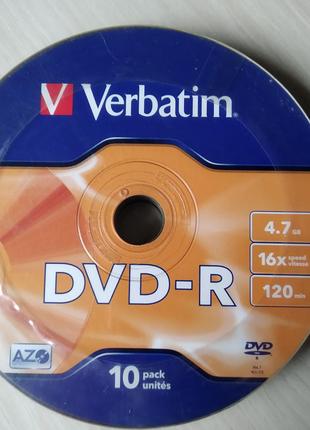 Диски DVD-R Verbatim 4,7GB 1-16x (упаковка 10шт)