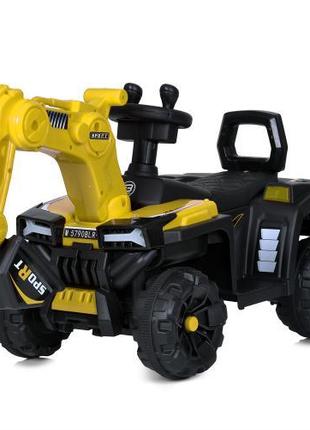 Детский Трактор-экскаватор Sport с ковшом (желтый цвет) с пуль...