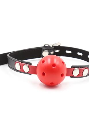 Кляп DS Fetish Locking ball gags M plastic black/red 18+