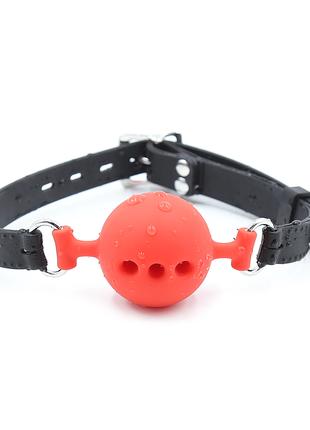 Кляп DS Fetish Mouth silicone gag L black/red 18+