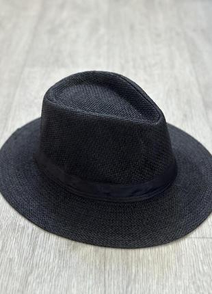 Летняя шляпа Федора черная с черной лентой (949)