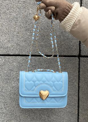Женская сумка кросс-боди на цепочке 10216 голубая