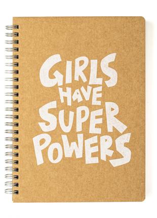 Скетчбук "Супер сила девушек" эко крафт-картон 11102-KR в точк...