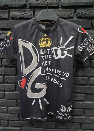 Футболка DOLCE&GABBANA; KING Black мужская футболка D&G; дольч...