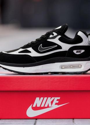 Nike Air Max Black White / найк айр макс чорні з білою підошвою