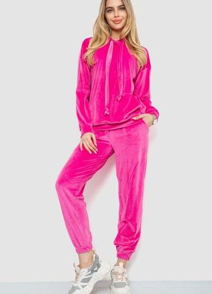 Спорт костюм женский велюровый, цвет розовый, размер L, 241R060