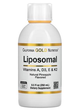 Липосомальные витамины A D3 E и K2, вкус ананаса, Liposomal Vi...