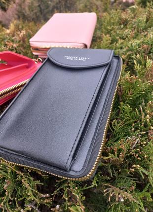 Чорний - жіночий гаманець - сумка-клатч для телефону, грошей т...