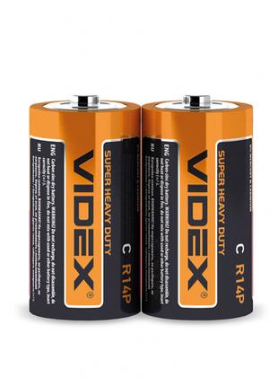 Батарейка сольова Videx R14P/C 2шт SHRINK