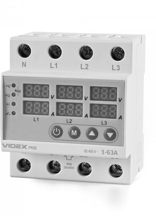 Трехфазное реле контроля напряжения и тока VIDEX RESIST 145-30...